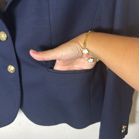 J. Crew Navy Blue Schoolboy Wool Blazer Gold Buttons size 4 - Picture 8 of 15